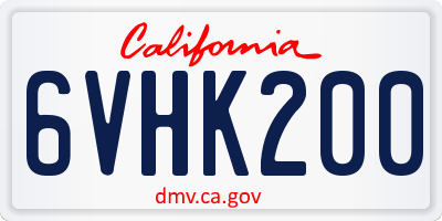 CA license plate 6VHK200