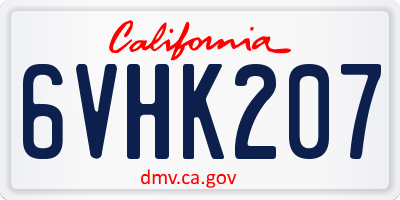CA license plate 6VHK207