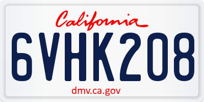 CA license plate 6VHK208