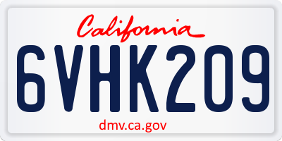 CA license plate 6VHK209