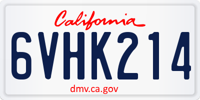 CA license plate 6VHK214
