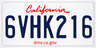 CA license plate 6VHK216