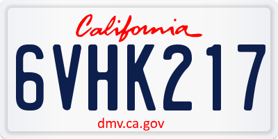 CA license plate 6VHK217