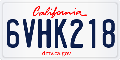 CA license plate 6VHK218