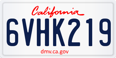 CA license plate 6VHK219