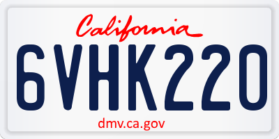 CA license plate 6VHK220