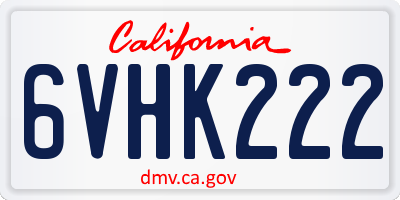 CA license plate 6VHK222