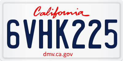 CA license plate 6VHK225