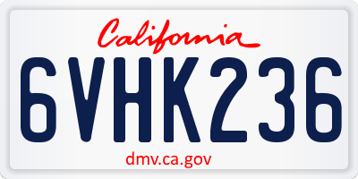 CA license plate 6VHK236