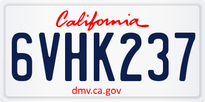 CA license plate 6VHK237