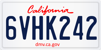 CA license plate 6VHK242