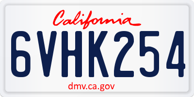 CA license plate 6VHK254