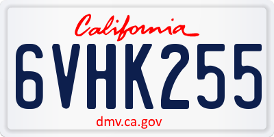 CA license plate 6VHK255