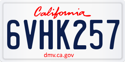 CA license plate 6VHK257