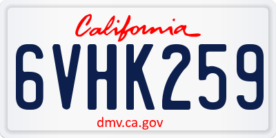CA license plate 6VHK259