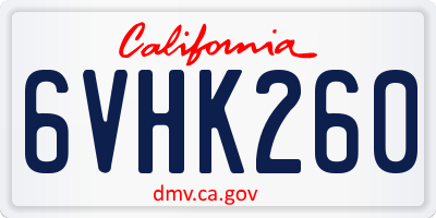 CA license plate 6VHK260