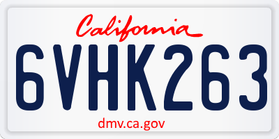 CA license plate 6VHK263