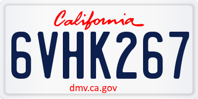 CA license plate 6VHK267
