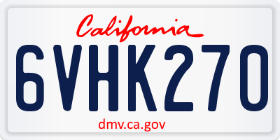 CA license plate 6VHK270