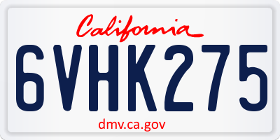 CA license plate 6VHK275