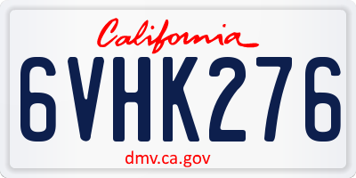 CA license plate 6VHK276