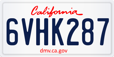 CA license plate 6VHK287