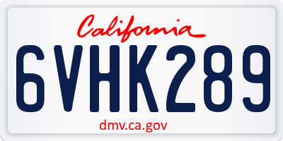 CA license plate 6VHK289