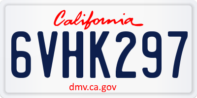 CA license plate 6VHK297
