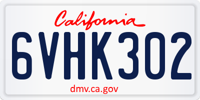 CA license plate 6VHK302