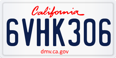 CA license plate 6VHK306