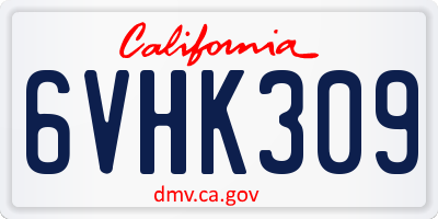 CA license plate 6VHK309