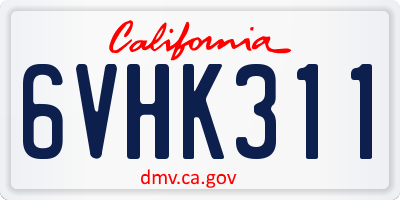 CA license plate 6VHK311