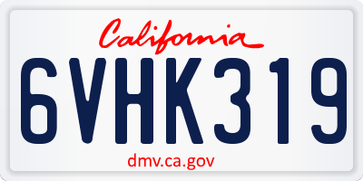 CA license plate 6VHK319