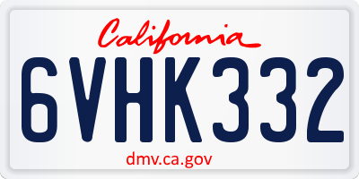 CA license plate 6VHK332