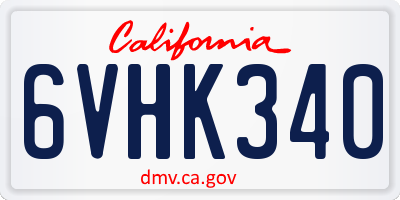 CA license plate 6VHK340