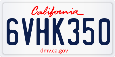 CA license plate 6VHK350