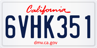 CA license plate 6VHK351