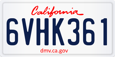CA license plate 6VHK361