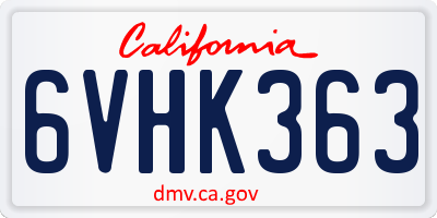 CA license plate 6VHK363