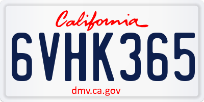 CA license plate 6VHK365