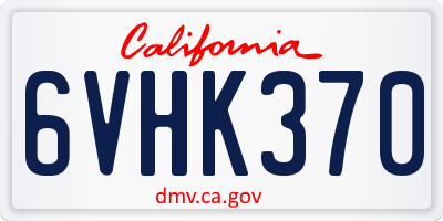 CA license plate 6VHK370
