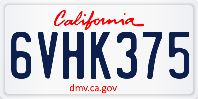 CA license plate 6VHK375