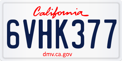 CA license plate 6VHK377