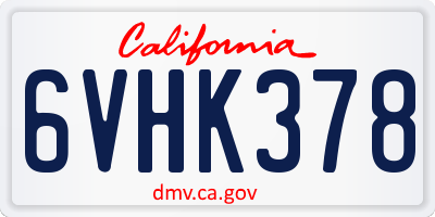 CA license plate 6VHK378