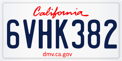CA license plate 6VHK382