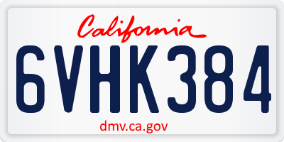 CA license plate 6VHK384