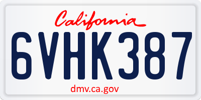 CA license plate 6VHK387