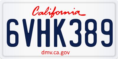 CA license plate 6VHK389