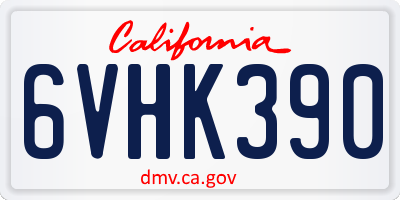 CA license plate 6VHK390