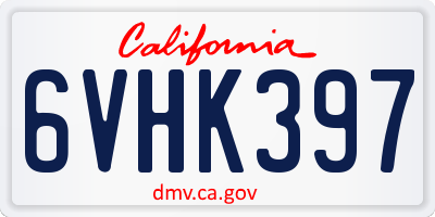 CA license plate 6VHK397